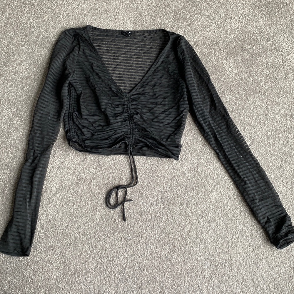 Long sleeve black sheer top